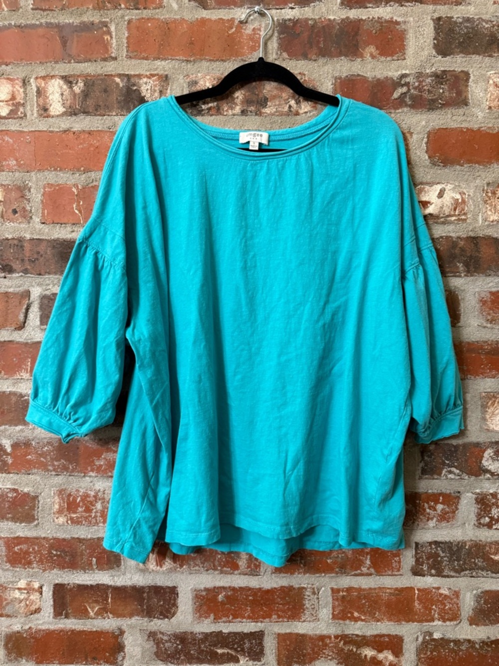 T33 - Umgee Turquoise Balloon Sleeve Long Sleeve Tee